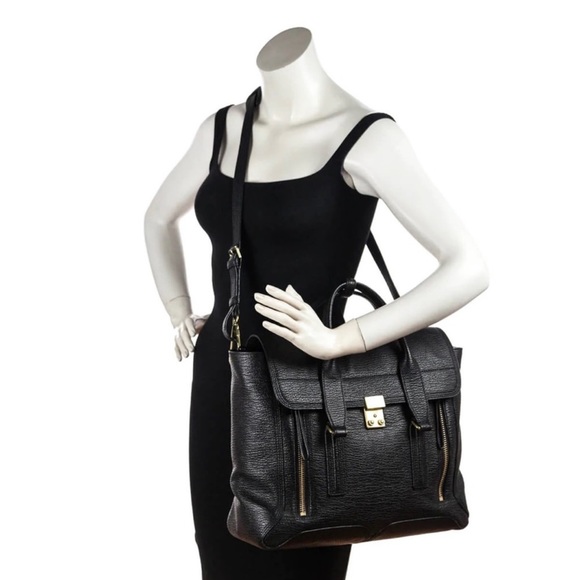 3.1 Philip Lim Black Calfskin Pashli Satchel - Picture 4 of 6